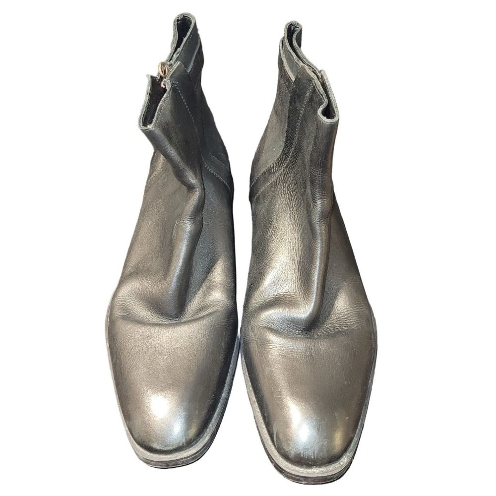 Zara Man Black Leather Ankle Boots style size EU43 Zipper Closure READ